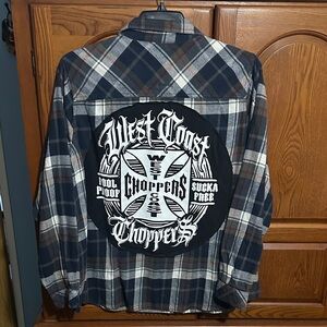 West coast choppers upcycled flannel tee one of a kind made by me